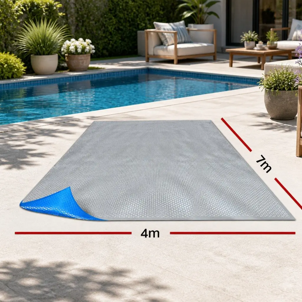 Solar Pool Cover Isothermal 7x4m 500 Micron Bubble Blue Silver
