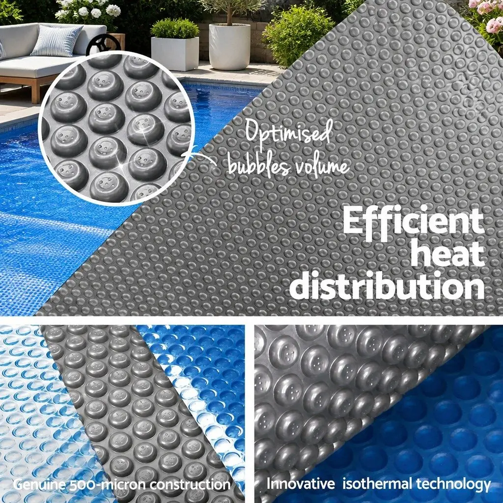 Solar Pool Cover Isothermal 7x4m 500 Micron Bubble Blue Silver