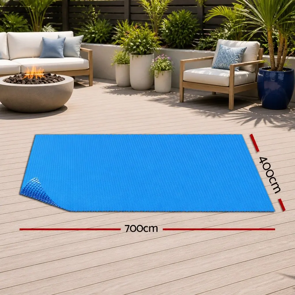 Pool Solar Cover 7m x 4m 600 Micron Bubble Swimming Pool Thermal Blanket Blue