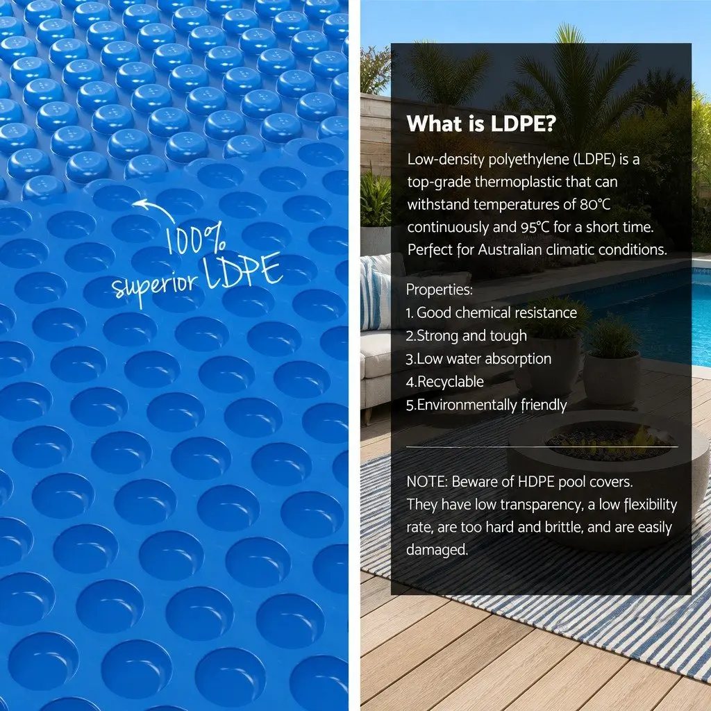 Pool Solar Cover 7m x 4m 600 Micron Bubble Swimming Pool Thermal Blanket Blue