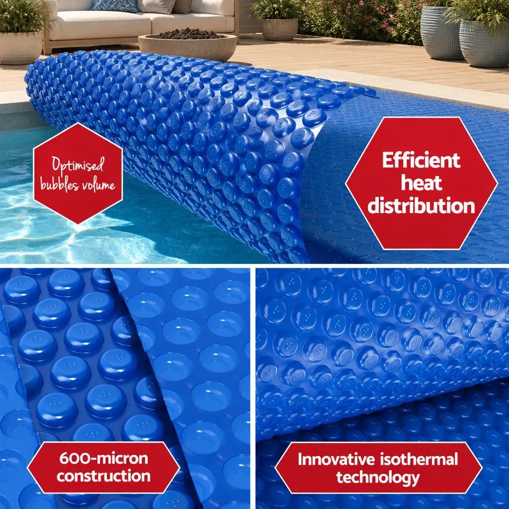 Pool Solar Cover 7m x 4m 600 Micron Bubble Swimming Pool Thermal Blanket Blue