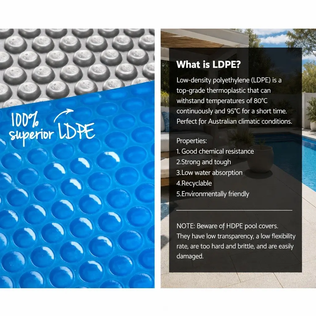 Pool Cover Solar Blanket 8x4.2m 400 Micron Blue with Adjustable Aluminium Roller