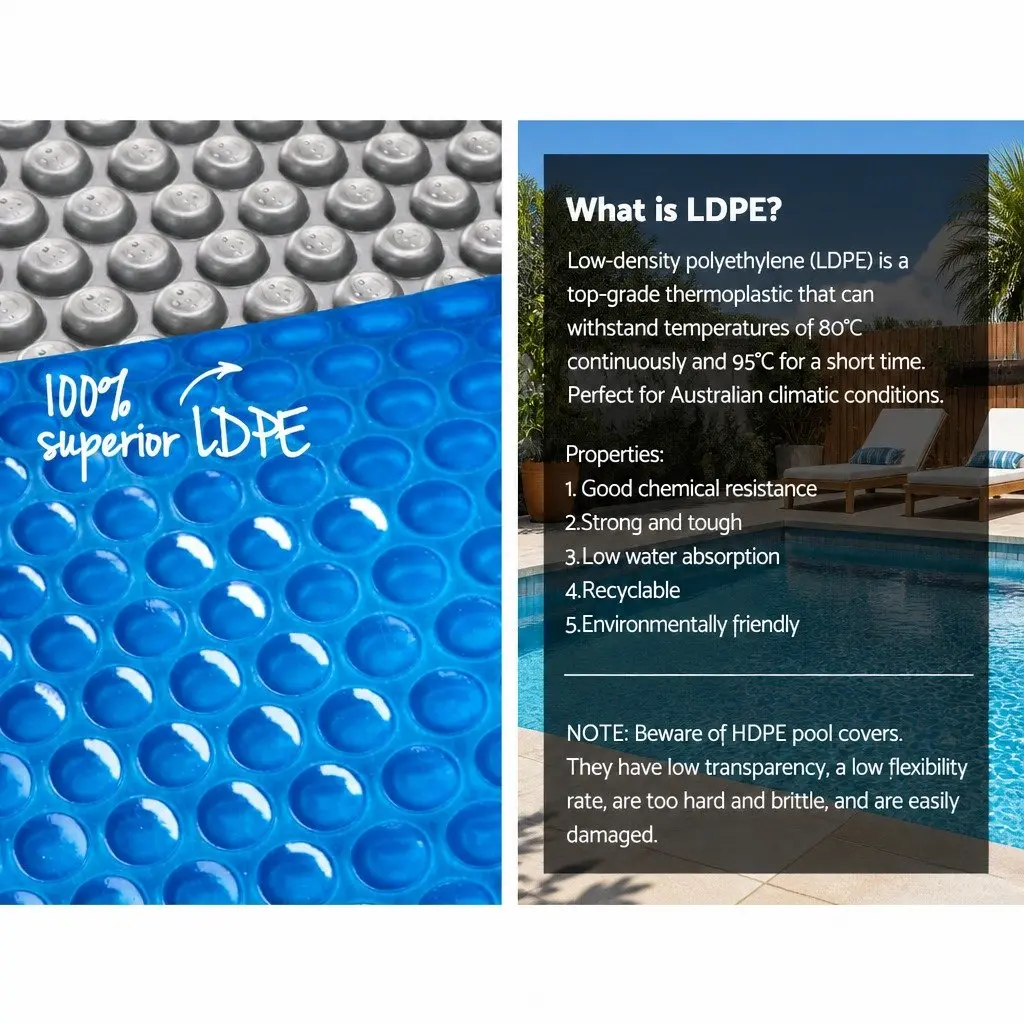 Pool Cover Solar Blanket 8m x 4.2m Blue with Aluminium Roller Kit 500 Micron
