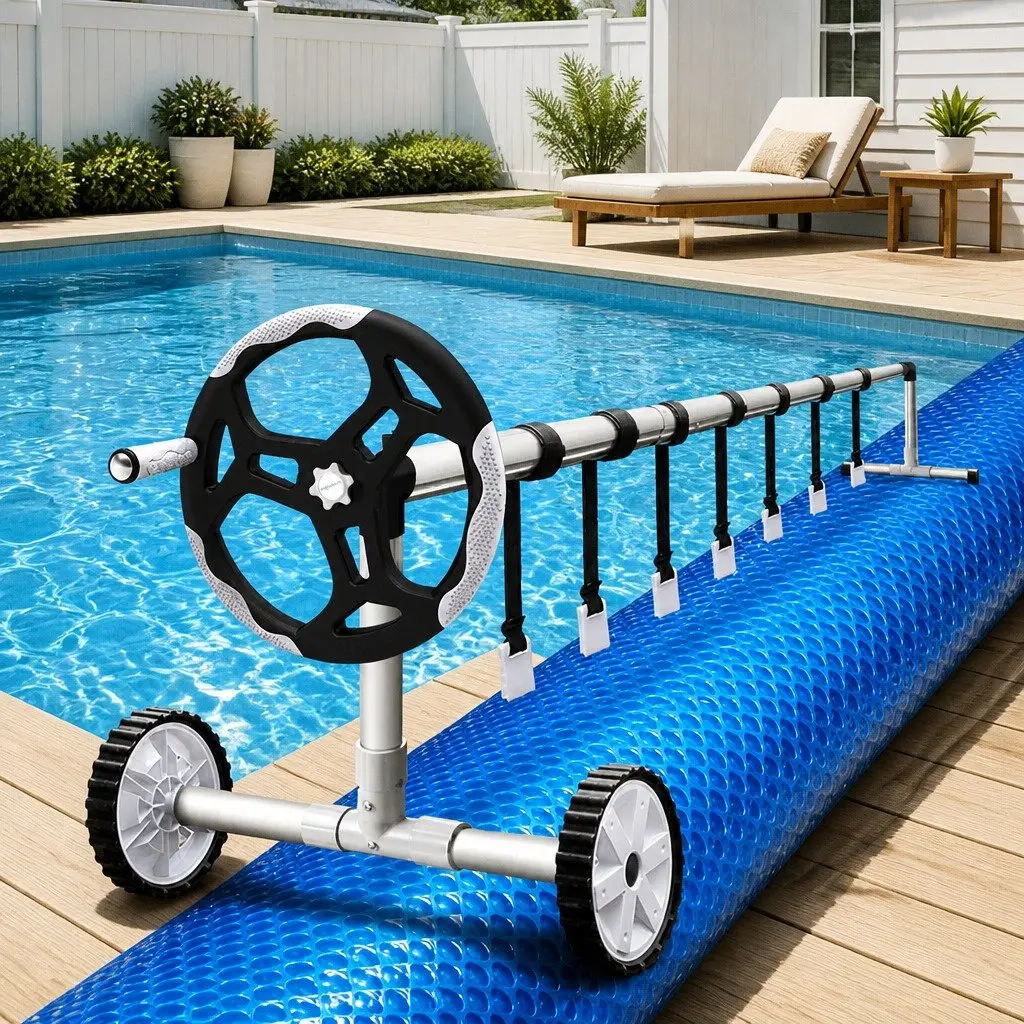 Pool Cover 8x4.2m Solar Blanket with Aluminium Roller 5.5m Blue