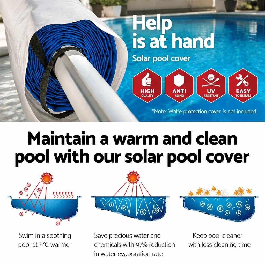 Pool Cover 8x4.2m Solar Blanket with Aluminium Roller 5.5m Blue