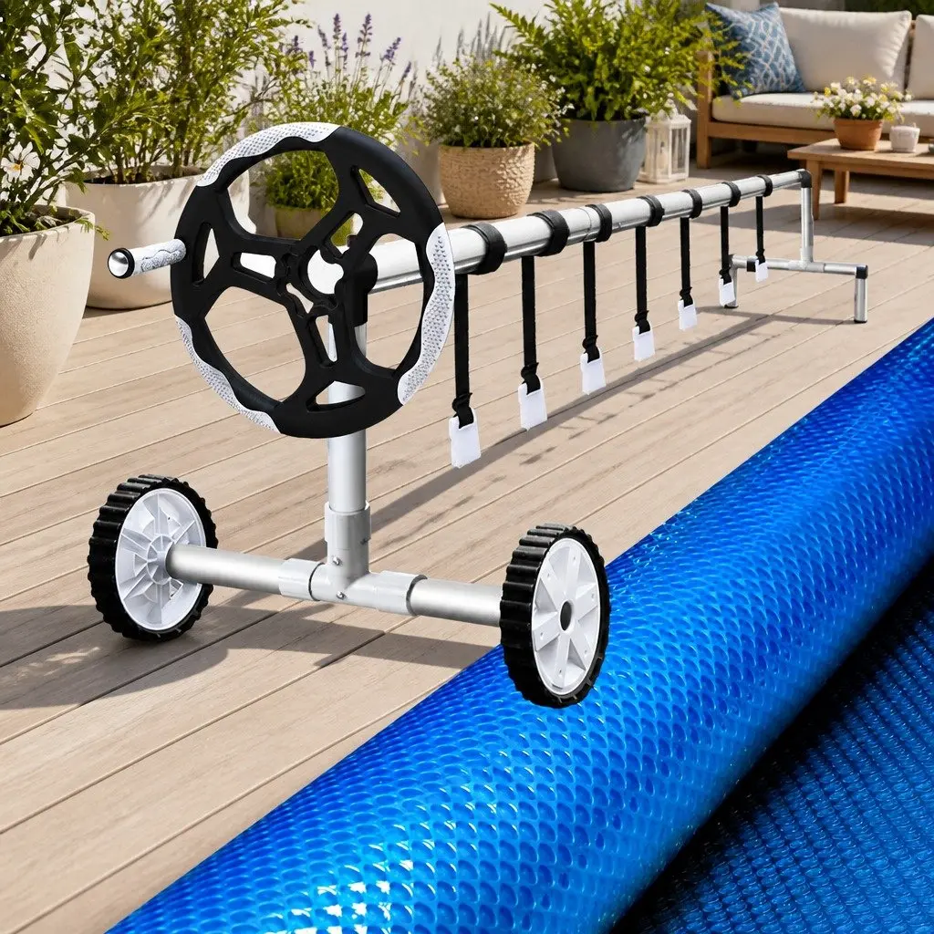Pool Cover 8x4.2m Solar Blanket with Aluminium Roller 5.5m Blue