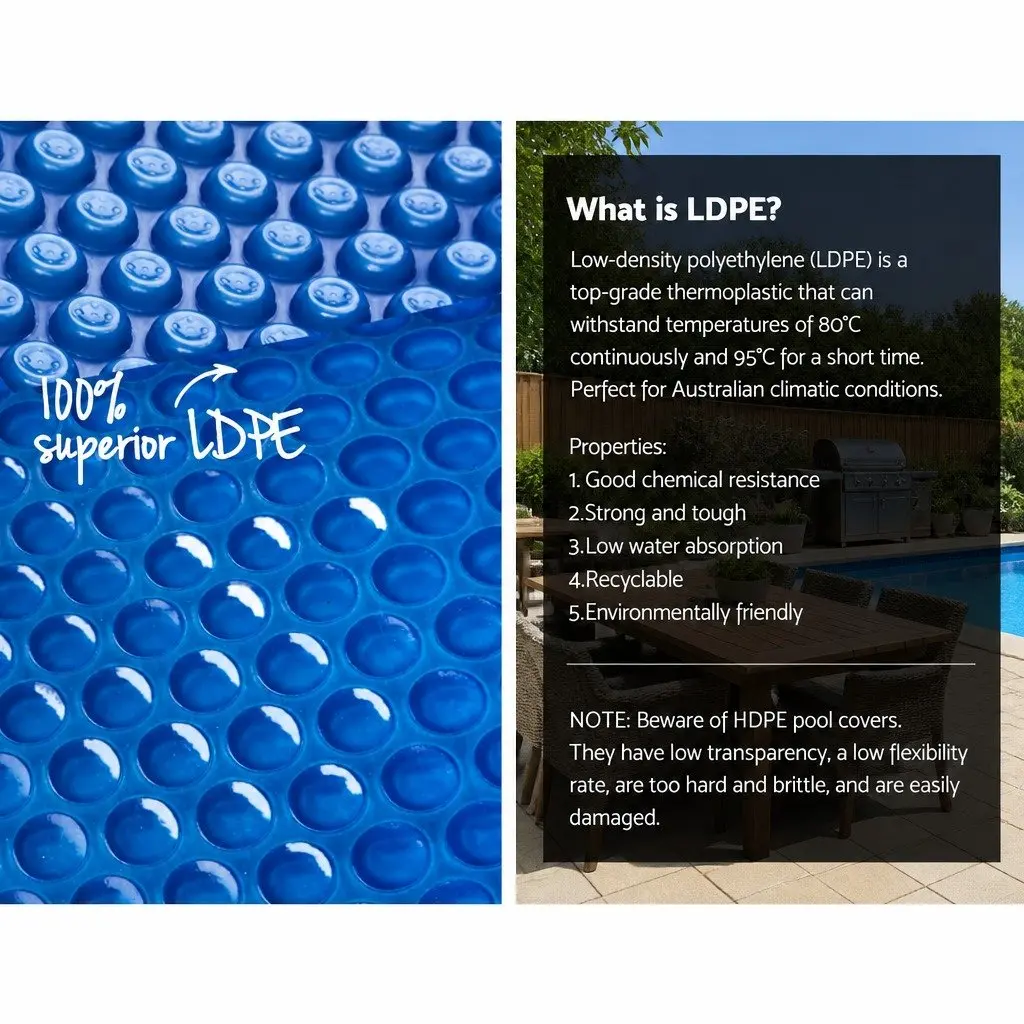 Pool Cover 8x4.2m Solar Blanket 500 Micron Blue with Aluminium Roller System