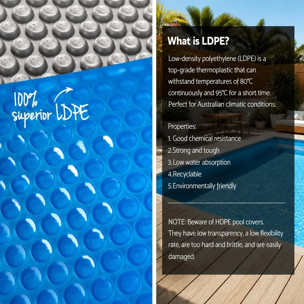 Solar Pool Cover 8x4.2m 500 Micron Blue Silver Bubble