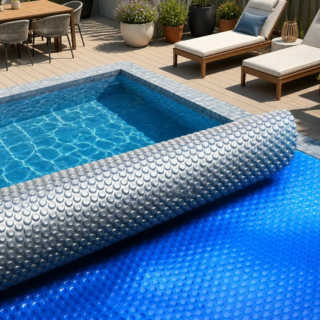 Solar Pool Cover 8x4.2m 500 Micron Blue Silver Bubble