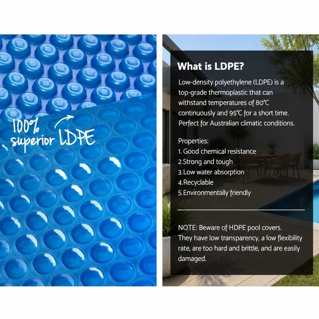 Solar Pool Cover Heat Retention 8x4.2m 500 Micron Blue