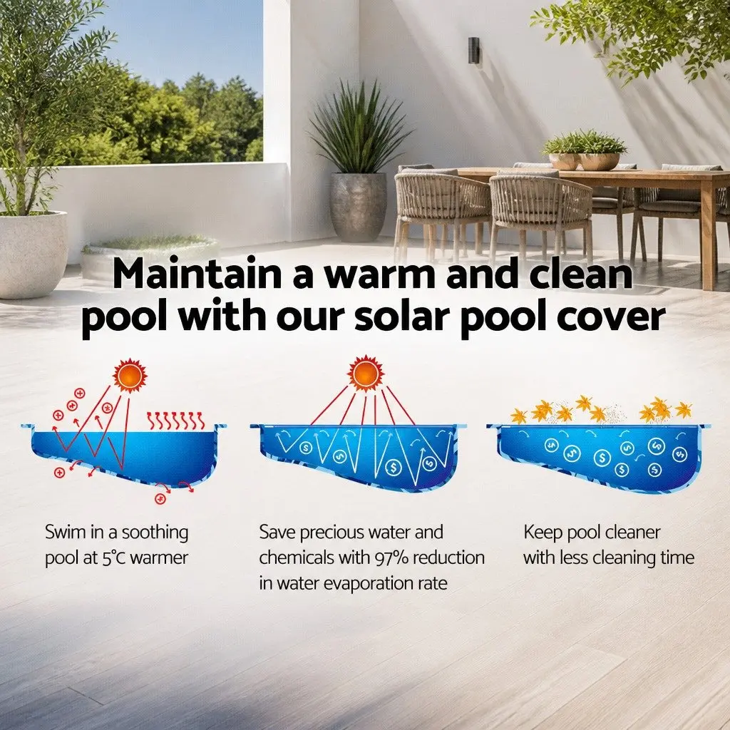 Solar Pool Cover Heat Retention 8x4.2m 500 Micron Blue