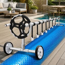 Pool Cover 8x4.2m 400 Micron Solar Blanket Roller Aluminium Heat Distribution