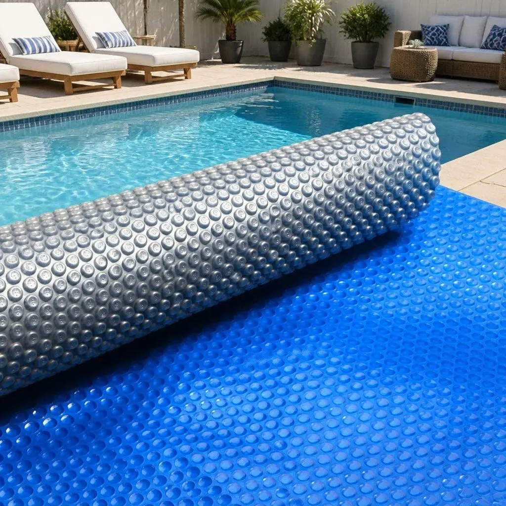 Solar Pool Cover Heat Retention 8x4.2m Blue Silver 400 Micron