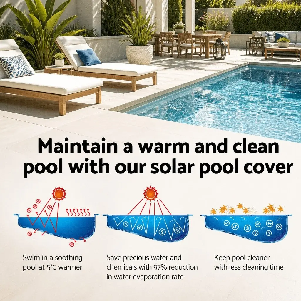 Solar Pool Cover Heat Retention 8x4.2m Blue Silver 400 Micron