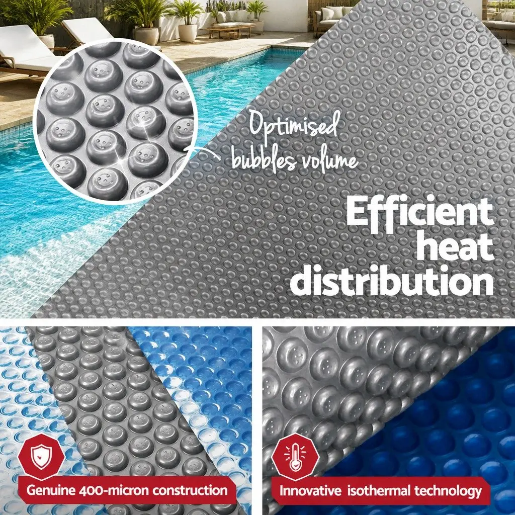 Solar Pool Cover Heat Retention 8x4.2m Blue Silver 400 Micron