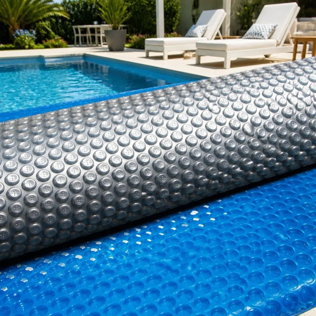 Solar Pool Cover Heat Retention 8x4.2m Blue Silver 400 Micron