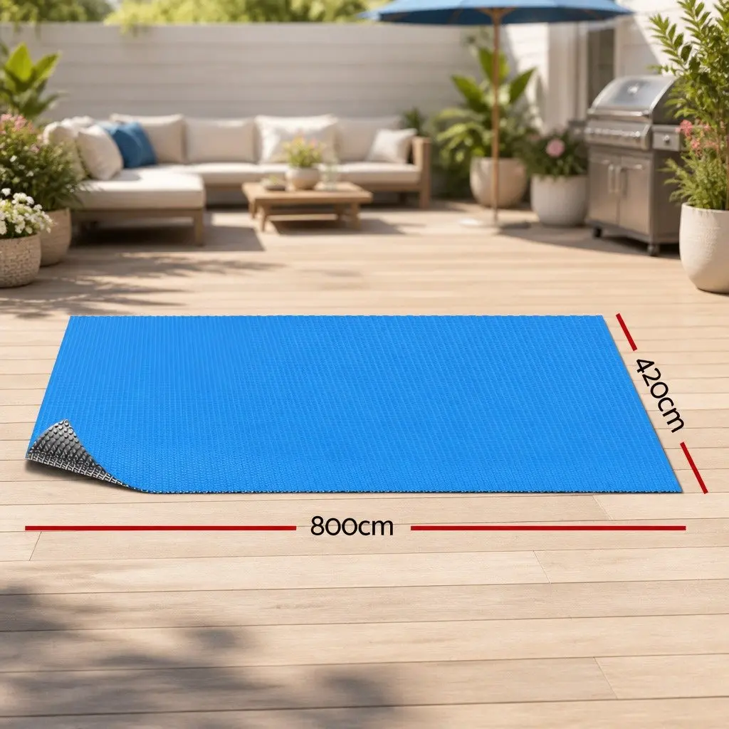 Solar Pool Cover 8x4.2m 600 Micron Bubble Heat Blanket Blue Silver Isothermal