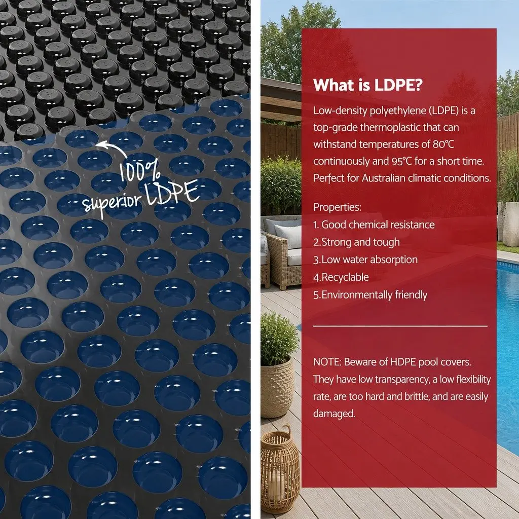 Solar Pool Cover 8.5x4.2m 600 Micron Aluminium Roller 5.55m Blue Black Silver