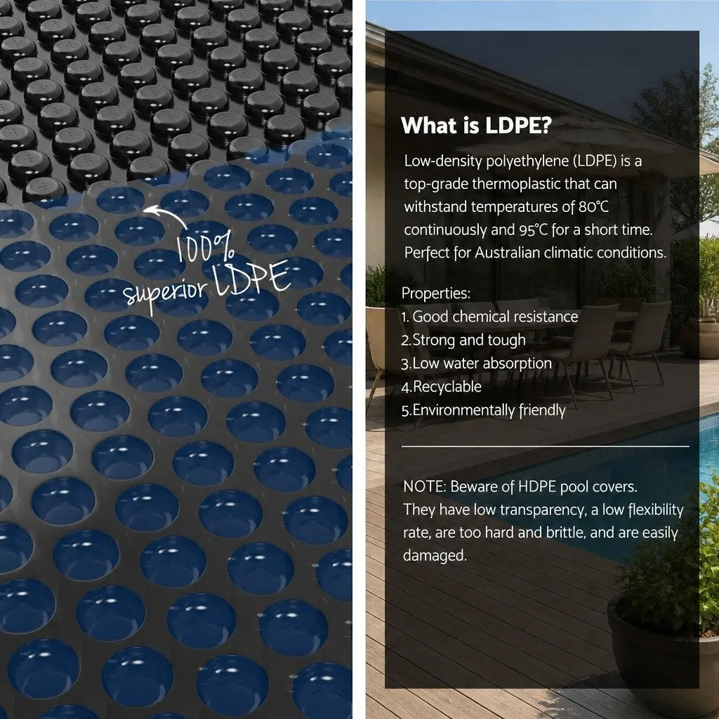 Swimming Pool Solar Cover 8.5x4.2m 600 Micron Bubble Blanket Blue Black Heat