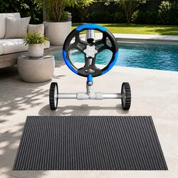 Pool Cover Solar Blanket 9.5x5m 600 Micron with Aluminium Roller 5.55m Width