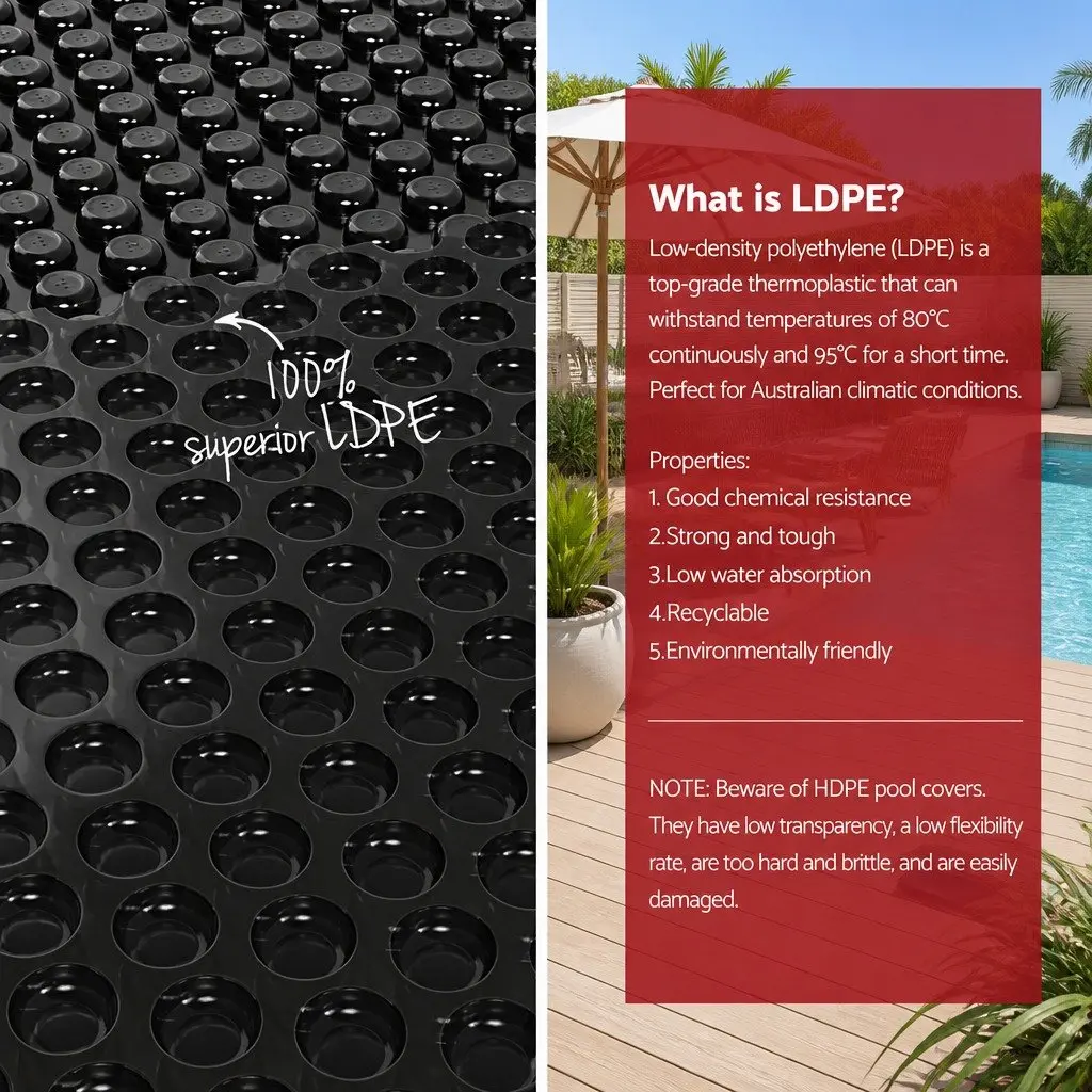 Solar Pool Cover 9.5x5m 600 Micron with Aluminium Roller 5.55m Width Blue and Black