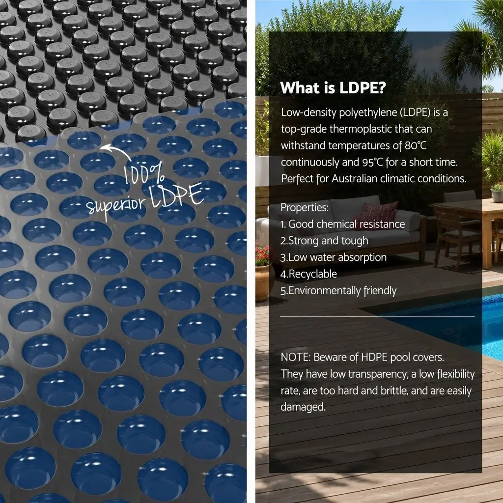 Bubble Solar Pool Cover 9.5m x 5m Blue Heat Retention Durable 600 Micron Swimming Pool Blanket