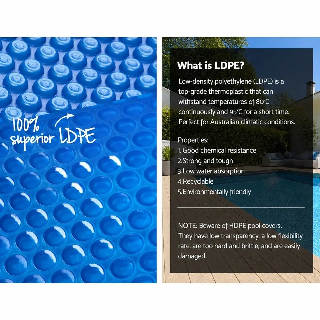Pool Cover Solar Blanket 9.5x5m 500 Micron with Aluminium Roller 5.5m Width Blue
