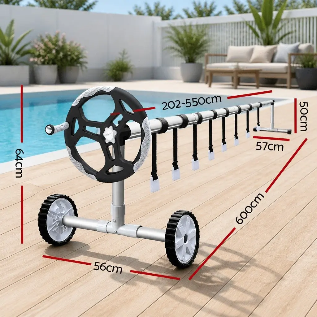 Solar Blanket Pool Cover 9.5x5m 500 Micron with Aluminium Roller and Wheels