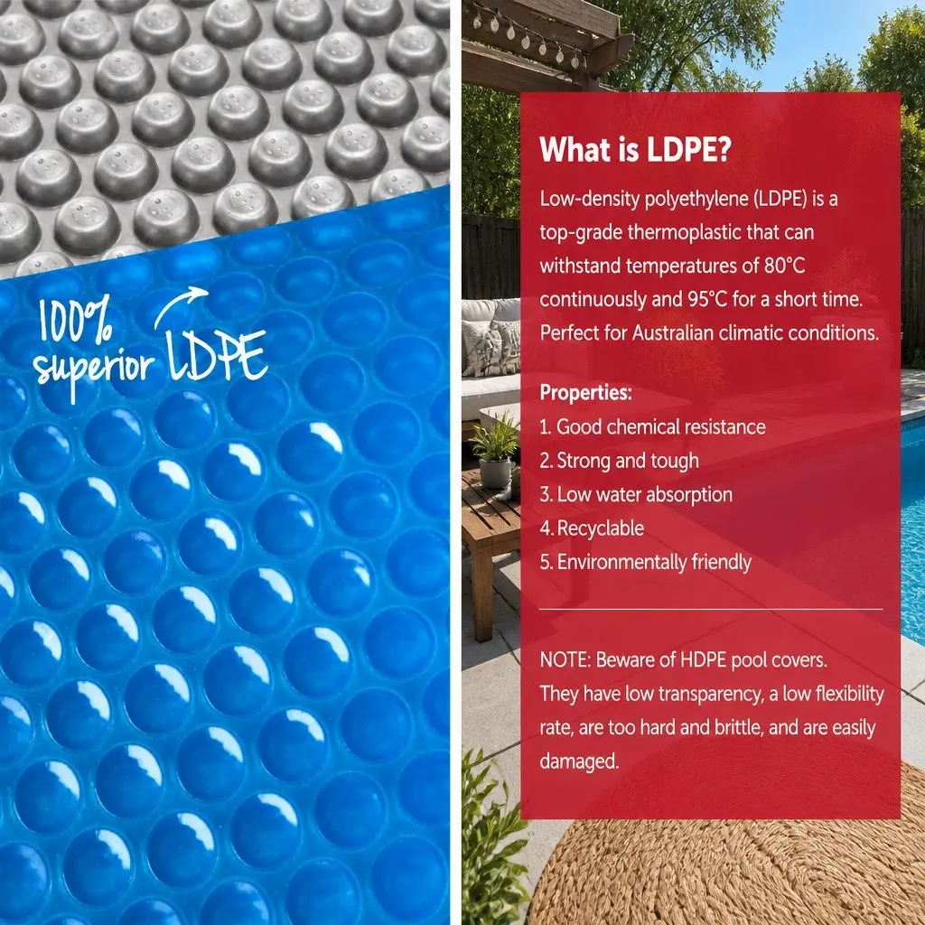 Solar Blanket Pool Cover 9.5x5m 500 Micron with Aluminium Roller and Wheels