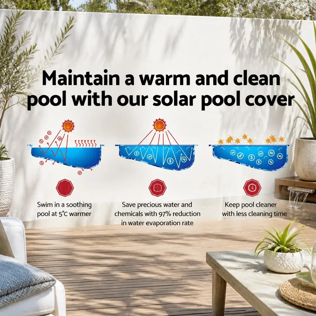 Solar Pool Cover Heat Retention 9.5m x 5m 400 Micron Blue Silver