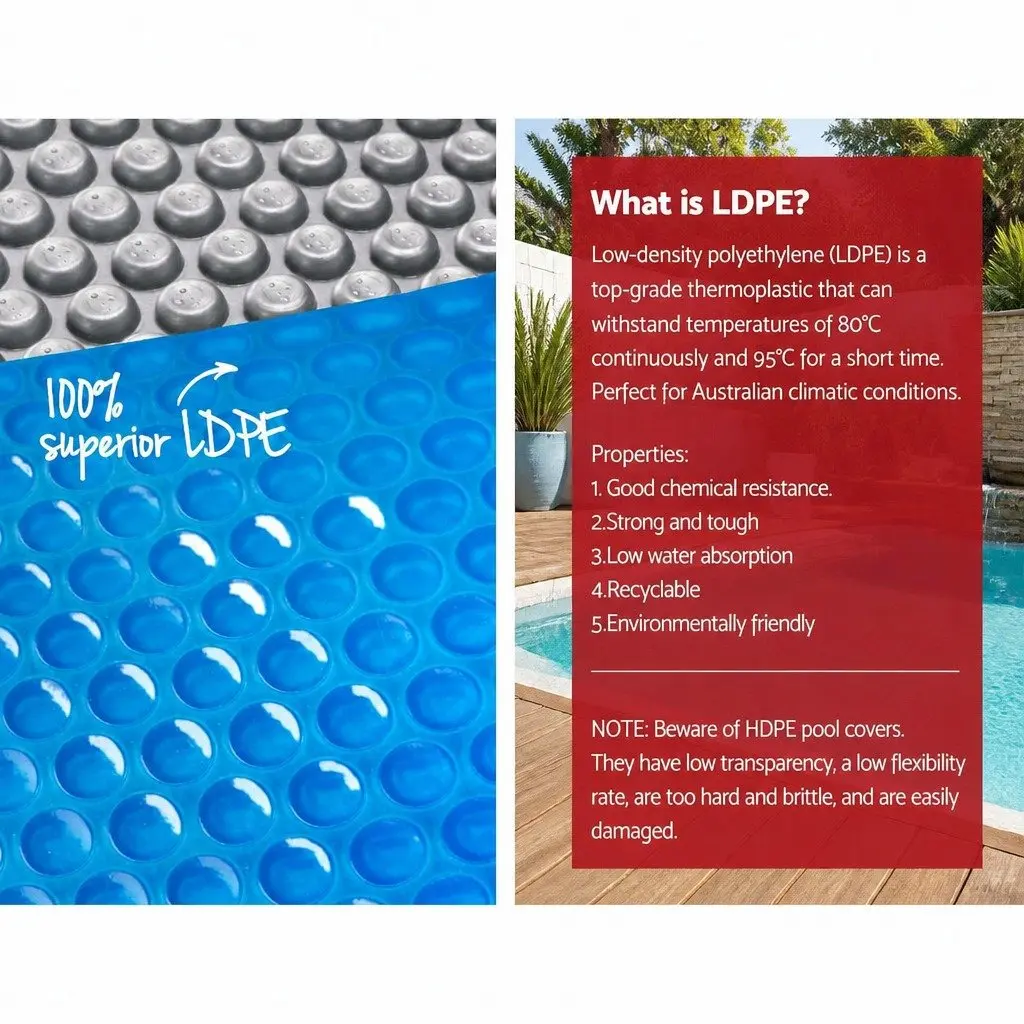 Solar Pool Cover Heat Retention 9.5m x 5m 400 Micron Blue Silver
