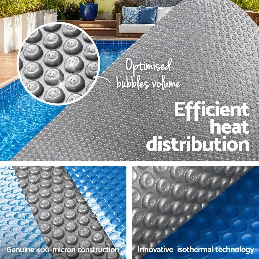 Solar Pool Cover Heat Retention 9.5m x 5m 400 Micron Blue Silver