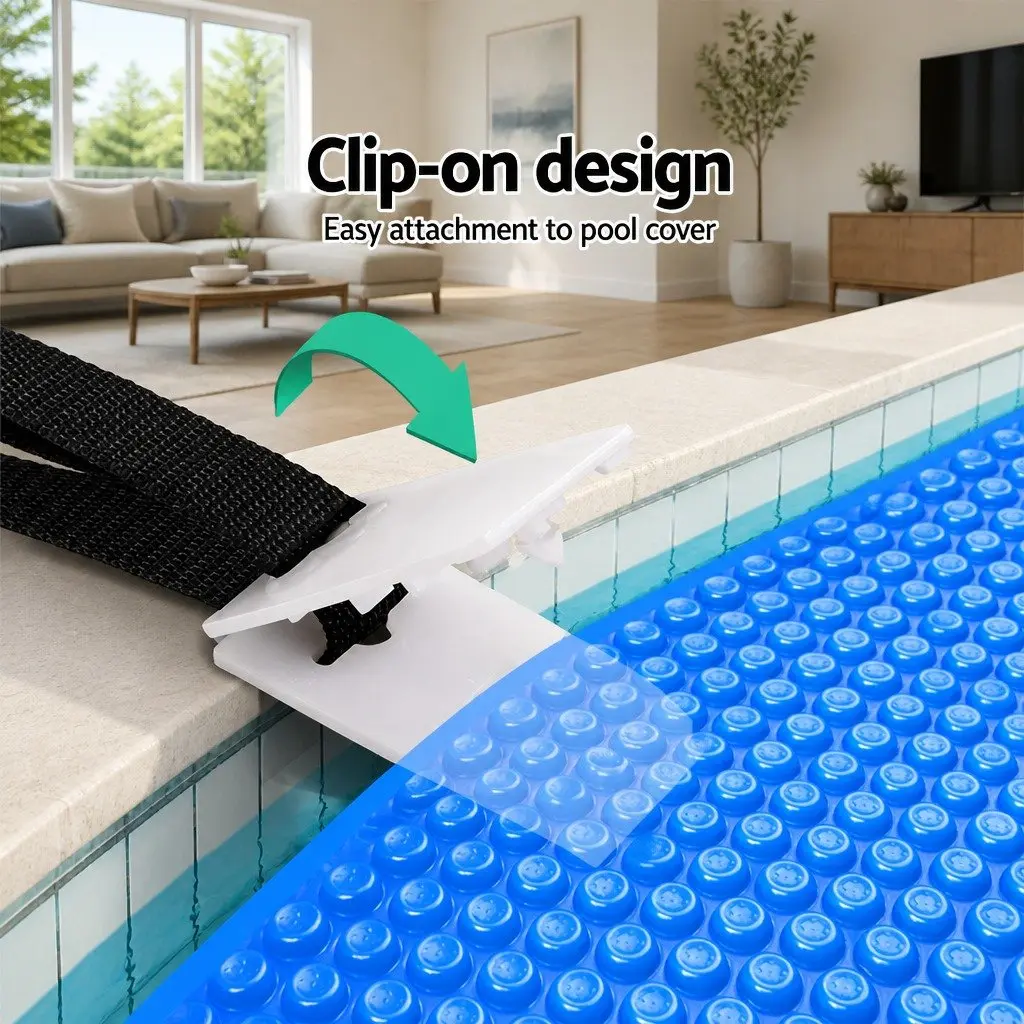Pool Cover Roller Attachment Strap Kit 8 Piece Universal Swimming Pool Reel Clip Buckle Set Black