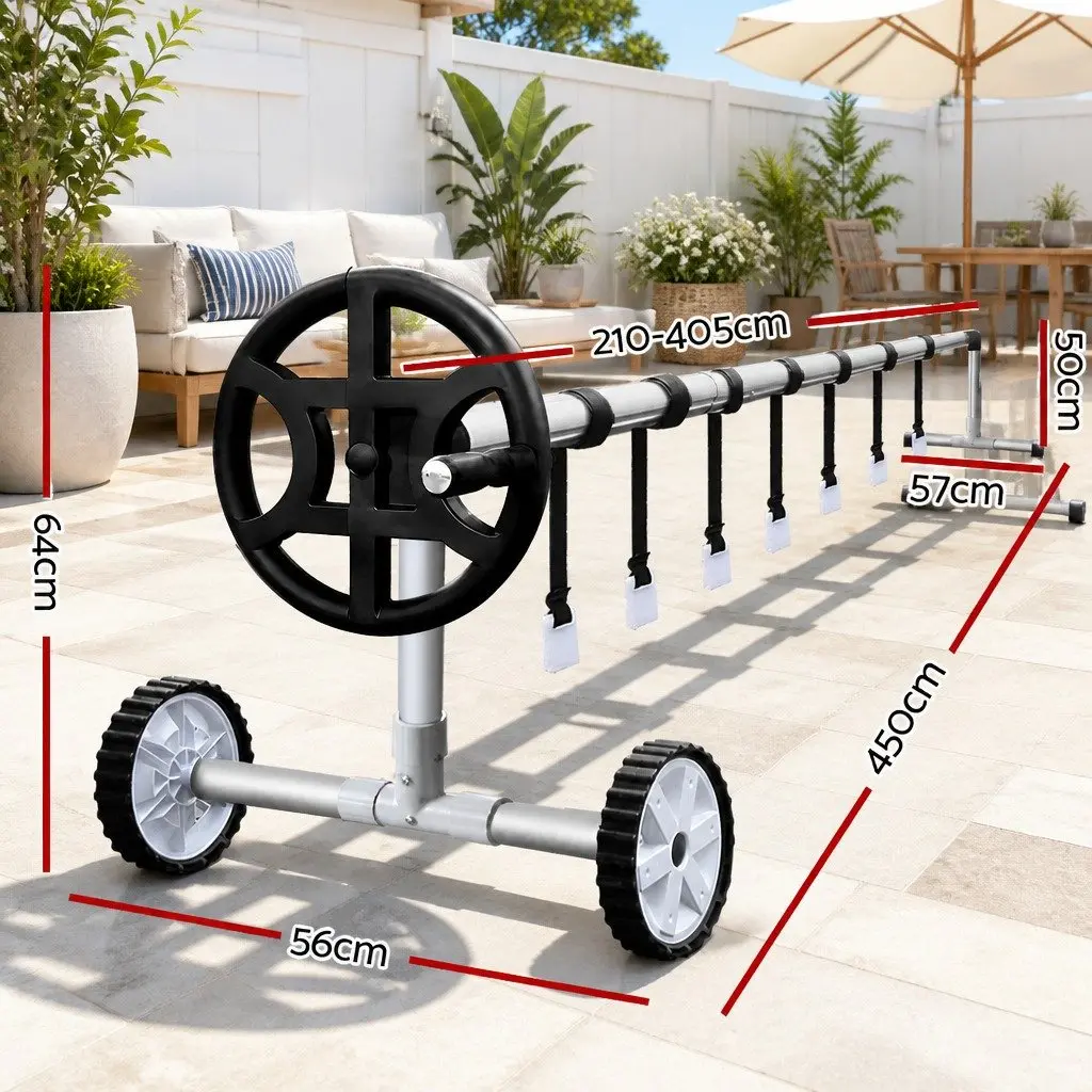 Pool Cover Roller Adjustable 4m Aluminium Construction Silver