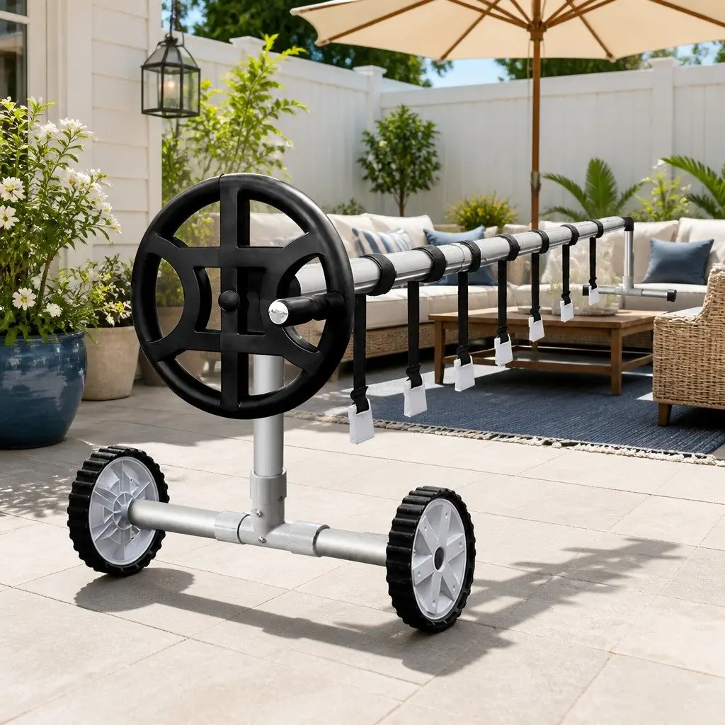 Pool Cover Roller Adjustable 4m Aluminium Construction Silver