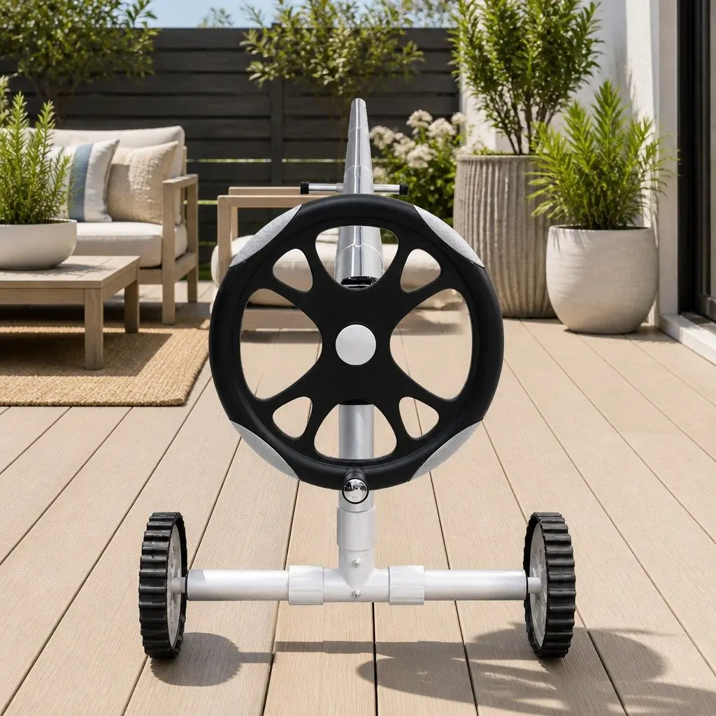 Pool Cover Roller Adjustable Telescopic 5.55m Silver