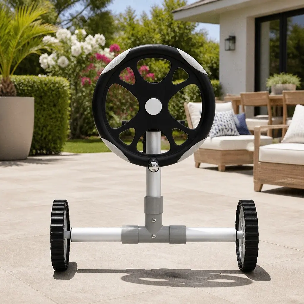 Pool Cover Roller Adjustable Telescopic 6.55m Silver
