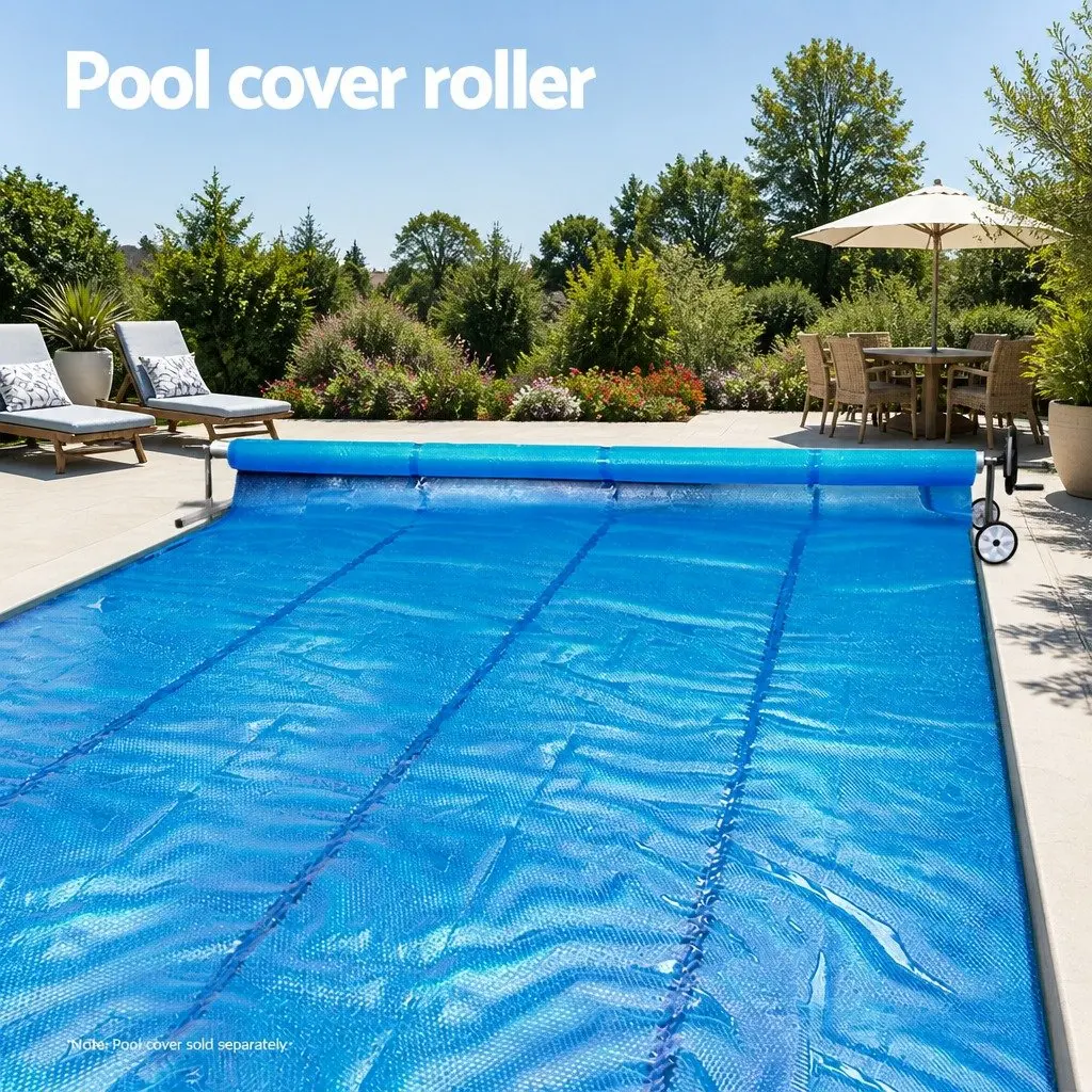 Pool Cover Roller Adjustable Telescopic 6.55m Silver