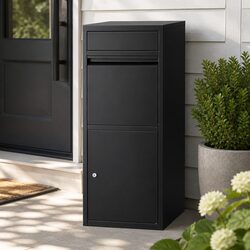 Parcel Drop Box Letterbox Mailbox Package Steel Frame 2 Slot Large Storage Black
