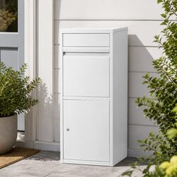 Reliable White Steel Parcel Drop Box for Secure Storage