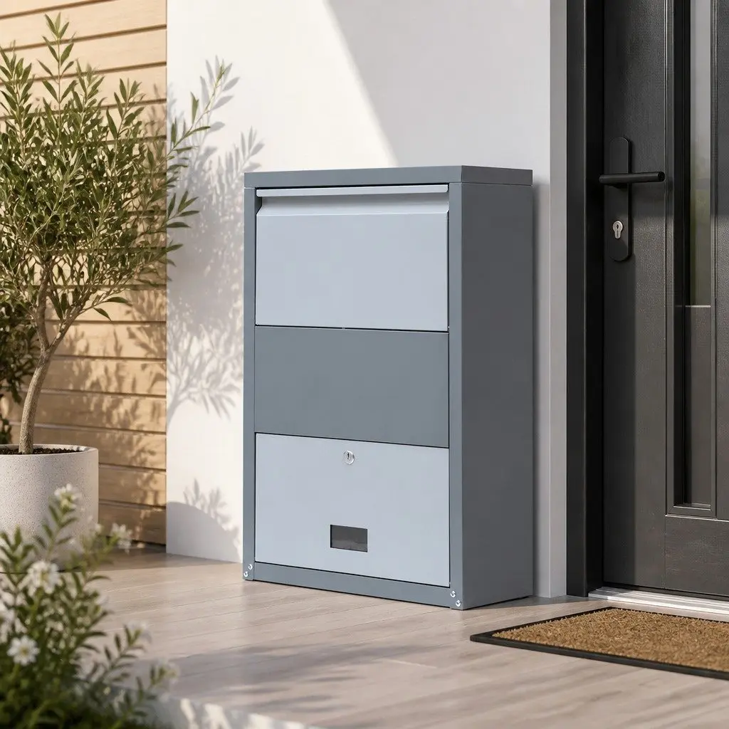 Parcel Drop Box Steel Package Storage Cabinet 47cm Grey