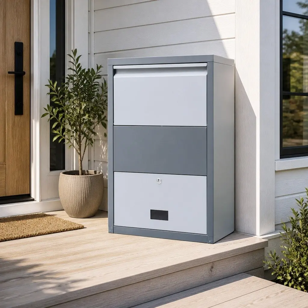 Parcel Drop Box Steel Package Storage Cabinet 47cm Grey