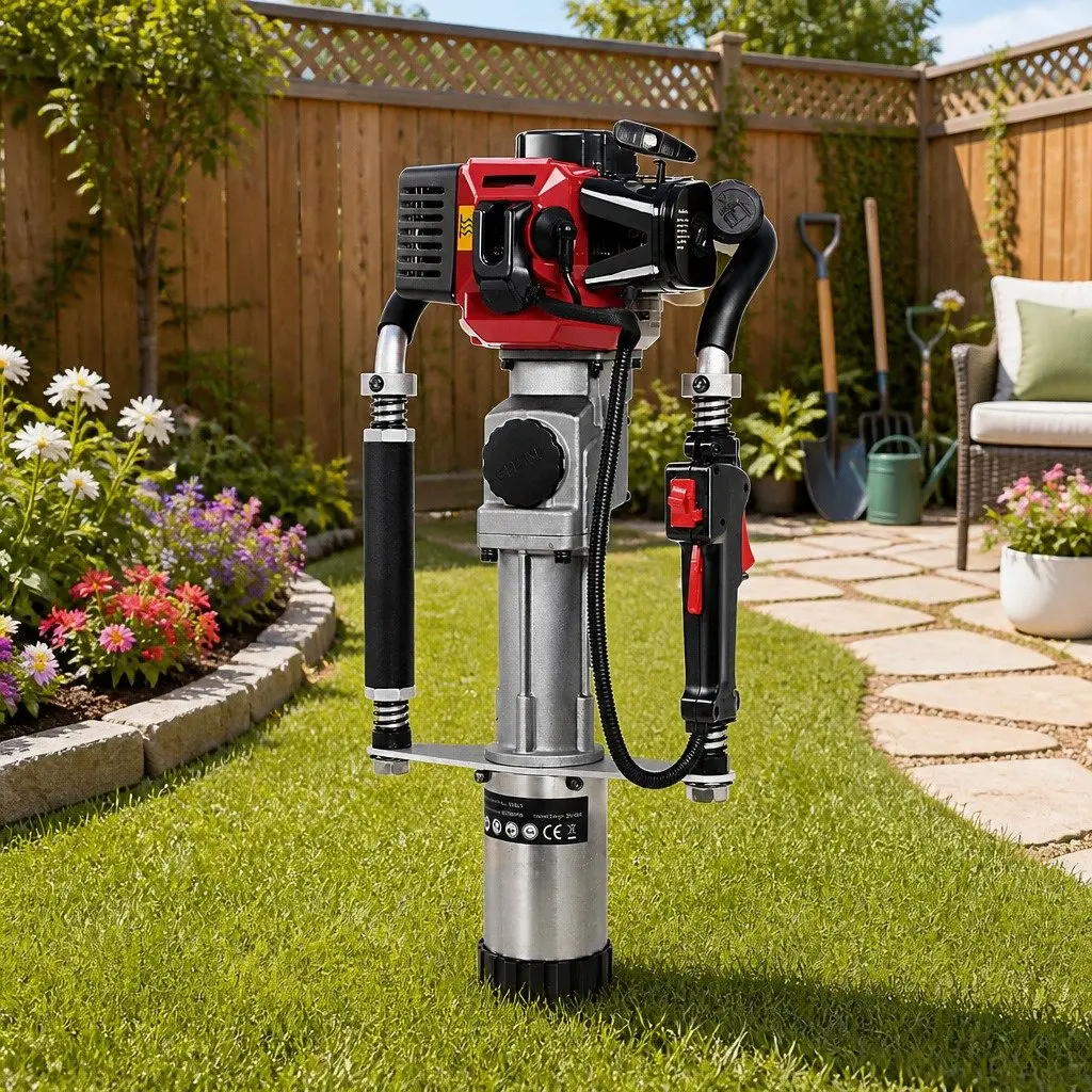 Post Driver Petrol 2-Stroke 32.7CC Pile Rammer Red and Black