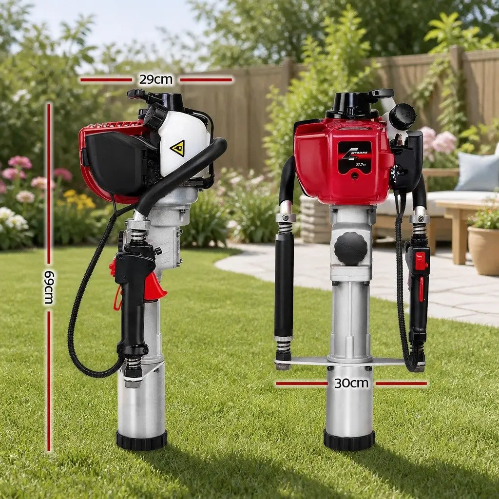Post Driver 38CC 4-Stroke Petrol Tool for Driving Stakes Pegs and Posts Black or Red