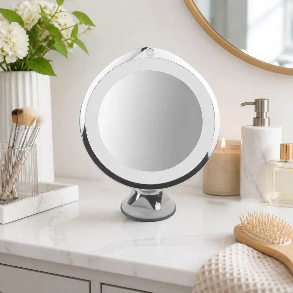 10x Magnifying Makeup Mirror with LED Ring Light 360 Degree Rotation White
