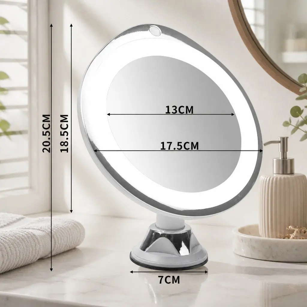10x Magnifying Makeup Mirror with LED Ring Light 360 Degree Rotation White