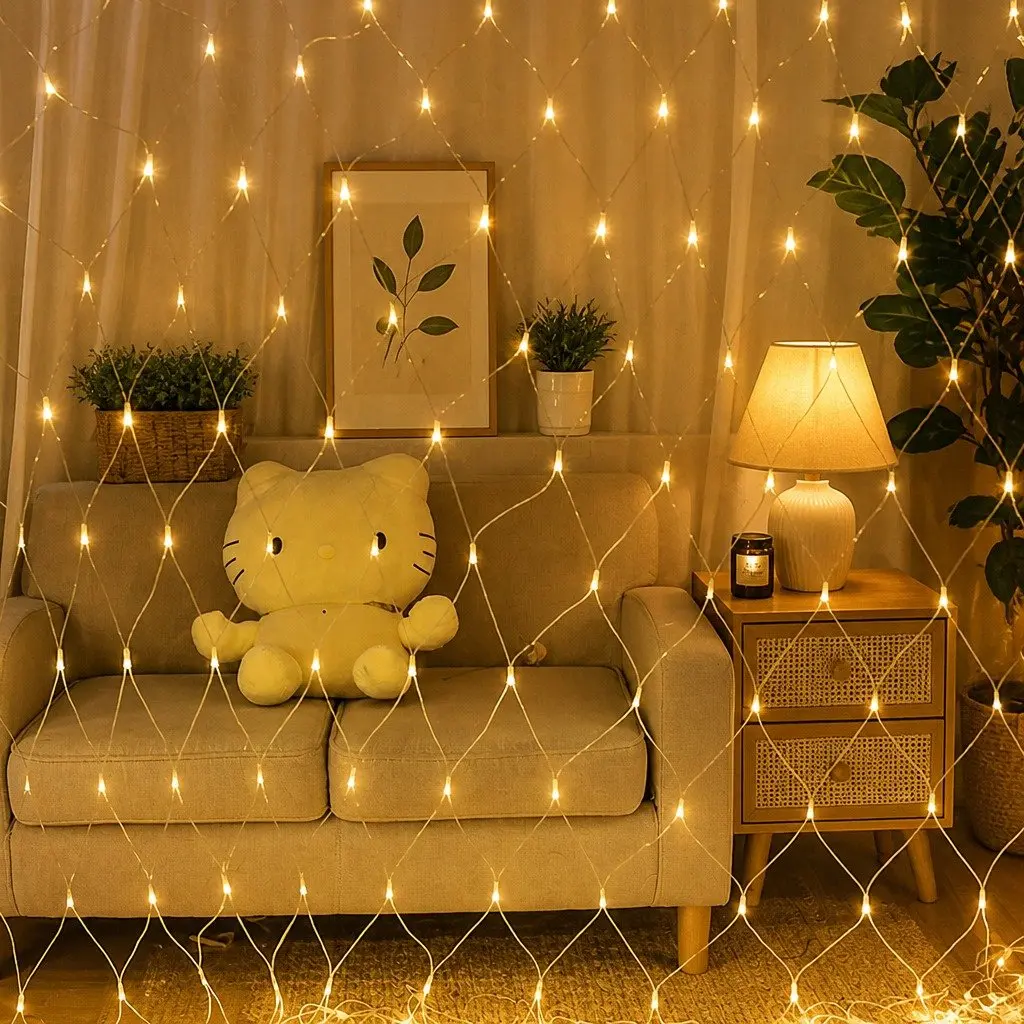 LED Christmas Net Lights Indoor Outdoor Waterproof 4m x 6m Cool White Warm White Multi-colour