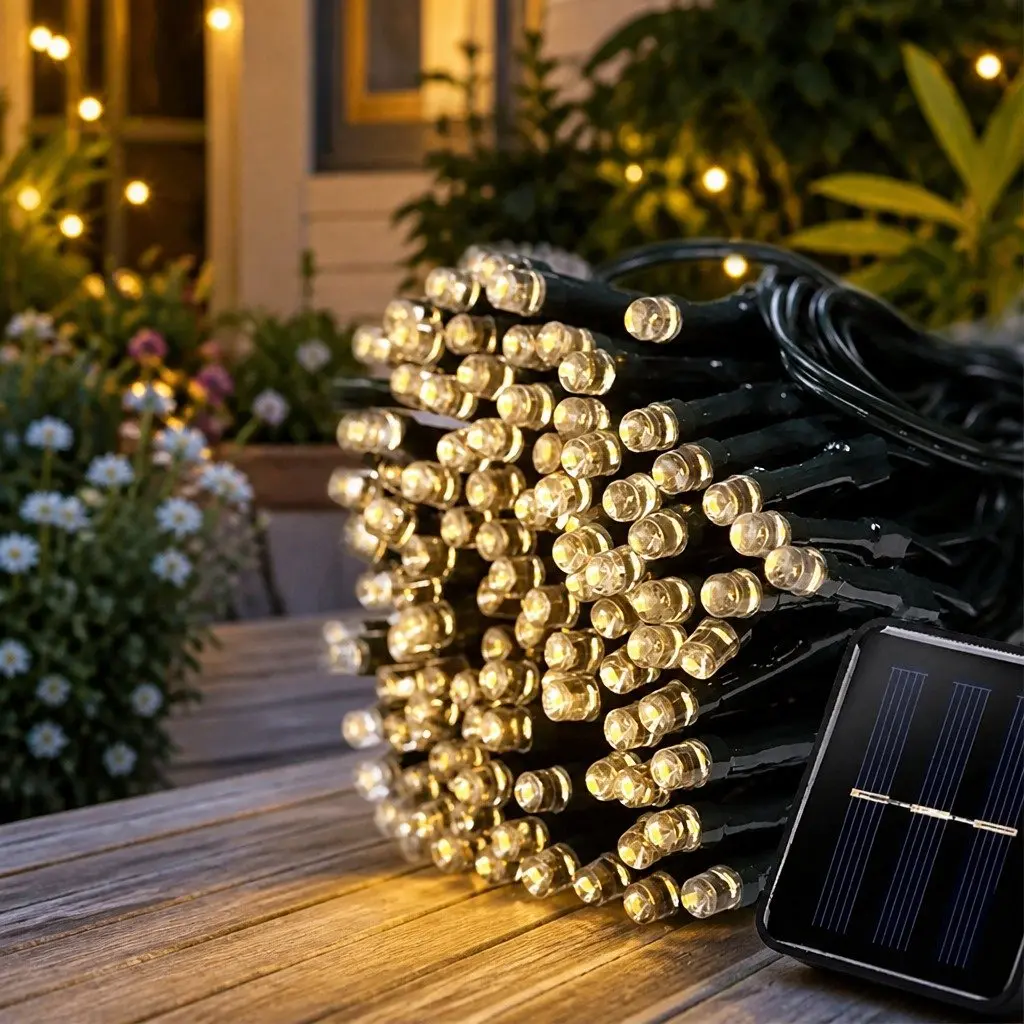 LED String Lights Solar Powered Outdoor Garden Waterproof 500 Warm White Cool White Multi-coloured 52m