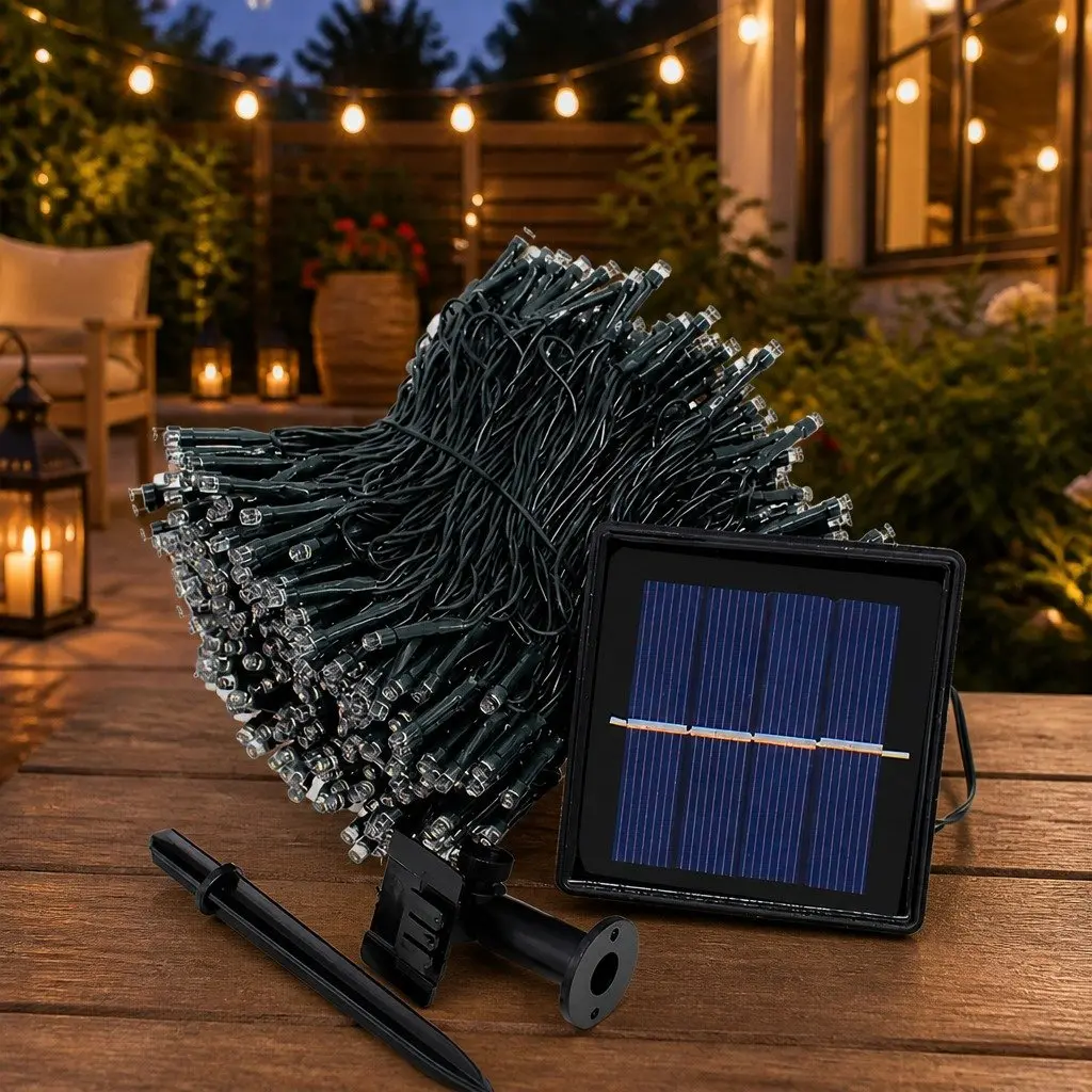 LED String Lights Solar Powered Outdoor Garden Waterproof 500 Warm White Cool White Multi-coloured 52m