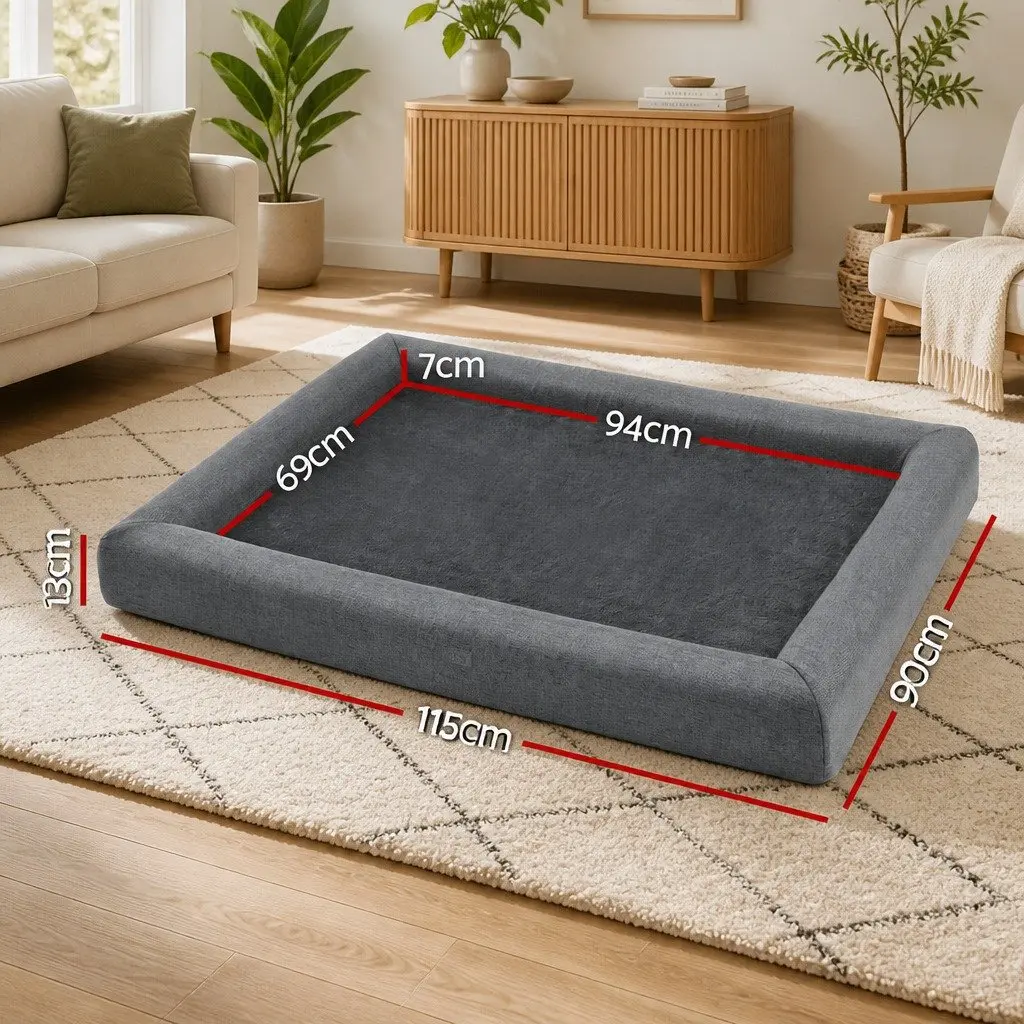 Pet Bed Calming Extra Large Soft Sofa Cushion Egg Crate Foam Grey